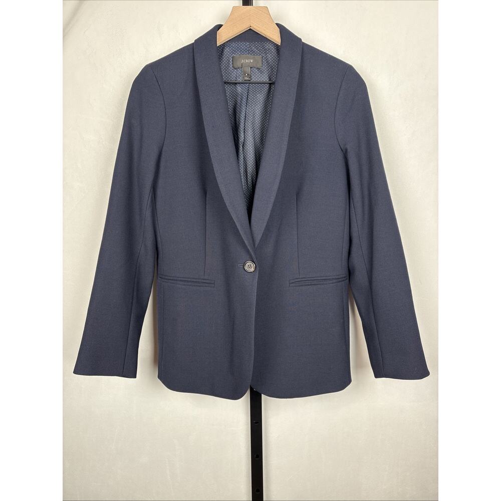 J. Crew Parke‎ Blazer Jacket Women's 8 Wool Blend Navy Blue Preppy Timeless